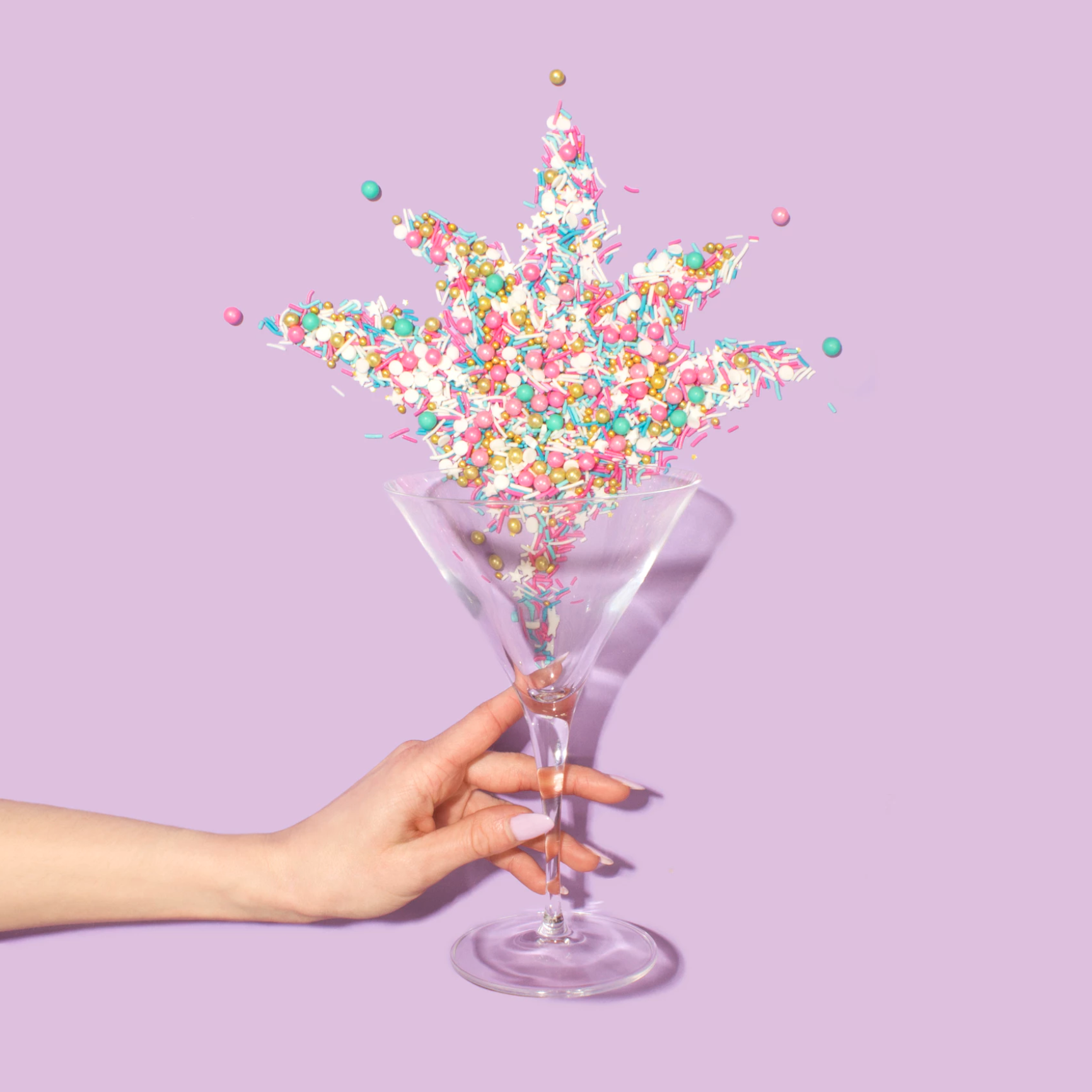 sprinkles inside a cocktail glass